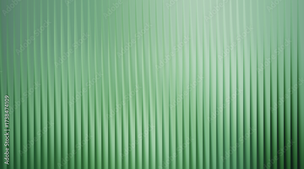 Obraz premium Abstract green ribbed background with vertical lines and soft light