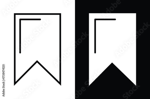 Bookmark icon two views simple flat design save favorite mark favorite read web app graphic