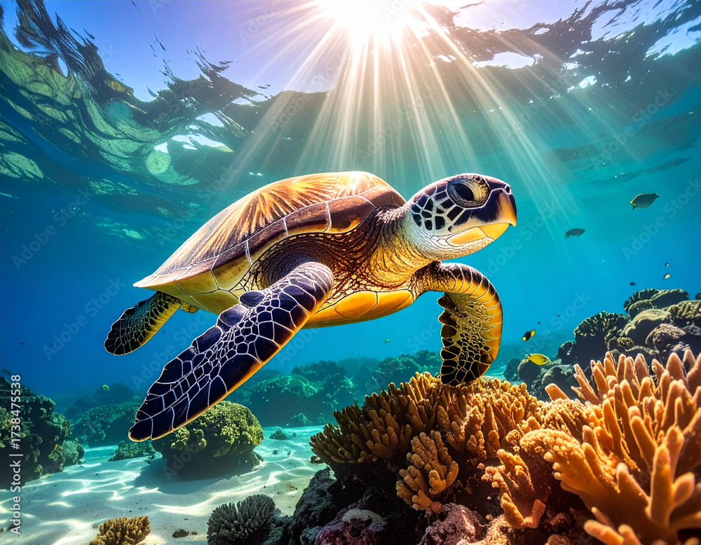 Obraz premium sea turtle swimming