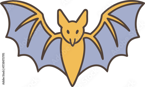 Cute Cartoon Bat Icon for Halloween and Spooky Designs Vector