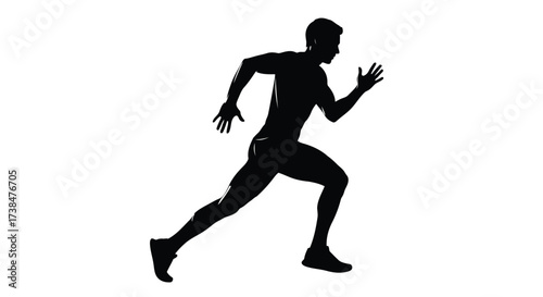 Vector art of silhouette of a male runner in motion