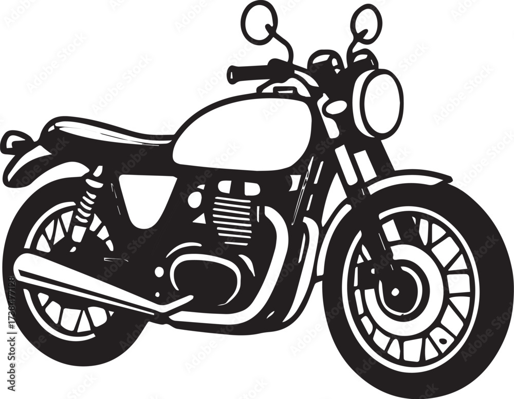 Obraz premium Vintage Motorcycle Silhouette: A classic motorcycle silhouette against a neutral backdrop evokes a sense of freedom, adventure, and the open road. 
