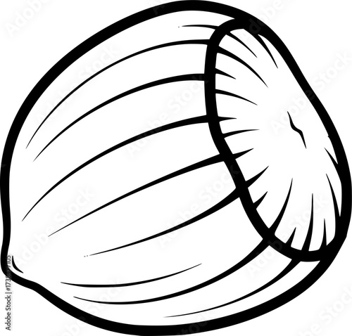 Stylized black outline of a hazelnut silhouette isolated on white background
