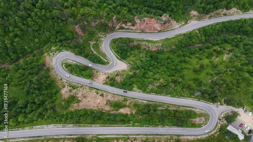a winding road - a serpentine in the mountains leading to the Dzhily-su tract, where cars drive
