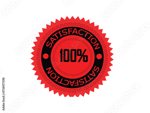 Red 100 Percent Satisfaction Guarantee Badge – Premium Quality Seal