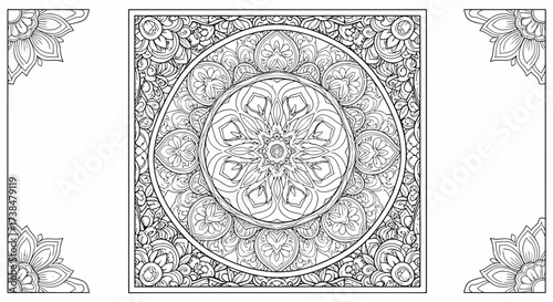 Intricate Floral Mandala Design Adult Coloring Page