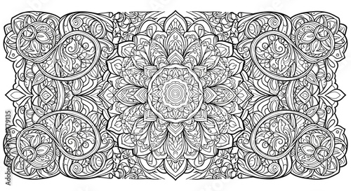Intricate Black and White Mandala Pattern Vector Illustration