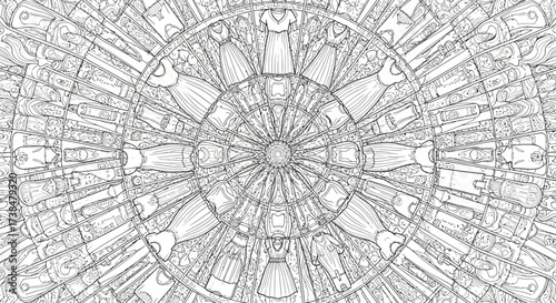 Intricate Fashion Mandala Line Art Pattern Vector