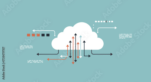 Cloud computing data transfer and network connection concept.