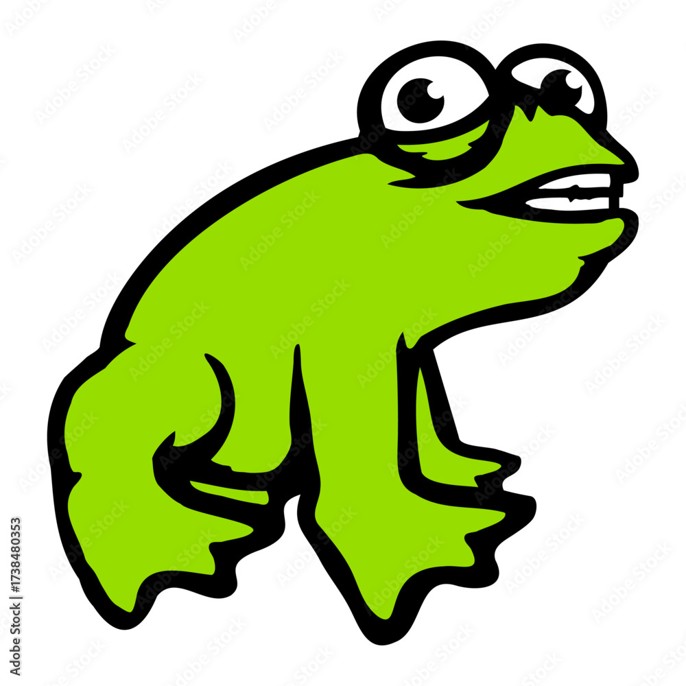 Obraz premium Frog grinning cool funny comic crazy toad weird
