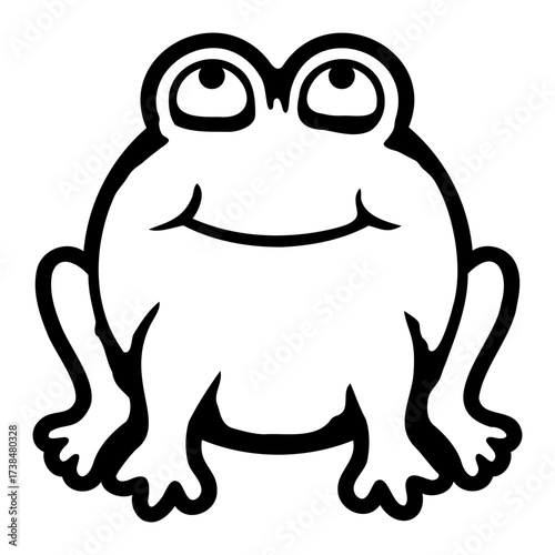 Frog Toad smiles cheerfully looks up high above
