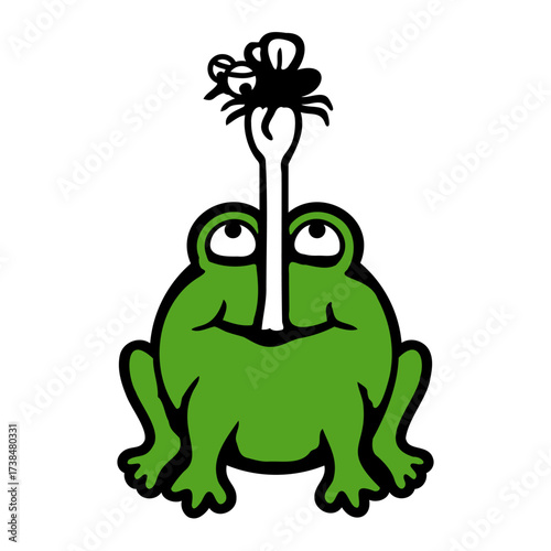 Frog catches fly Tongue Mosquito eat hunger Toad