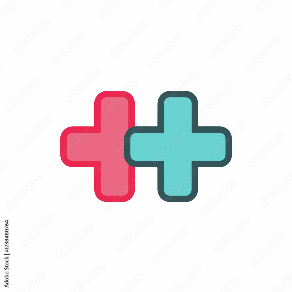Fototapeta premium Elegant Plus Icon in Flat Design