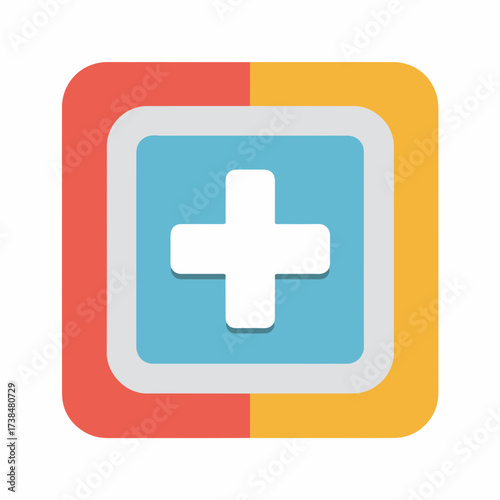 Simple Addition Symbol Flat Icon Design