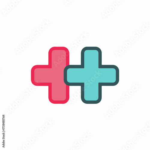 Elegant Plus Icon in Flat Design