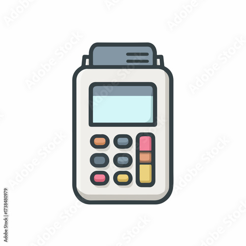 Modern POS Terminal Flat Icon Design