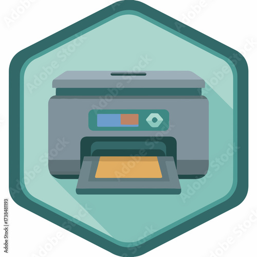Minimalist Printer Icon in Muted Colors
