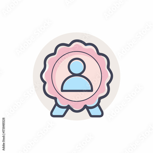 Modern Profile Badge Flat Design Icon