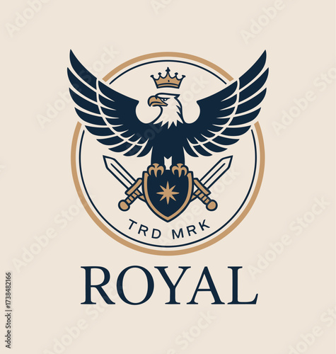 Collection of vector royal eagle logos and emblems with crown ideal for luxury branding insignias and sophisticated design elements