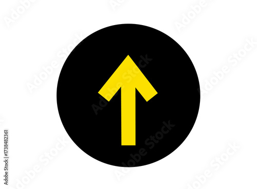 Free Download Yellow Arrow Up Sign on Black Circle Background in Simple Design with Bright Yellow Color for Directional Symbol - GFXLoad