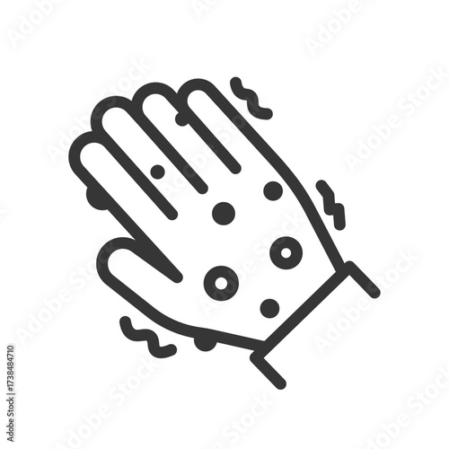 hand rash icon, itching or irritation of the skin, palm is itchy, linear vector illustration eps10