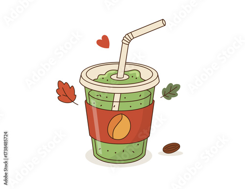 Hot drink mug autumn coffee chocolate latte. Cocoa drink autumn hot mug tea vector cozy illustration winter cartoon design
