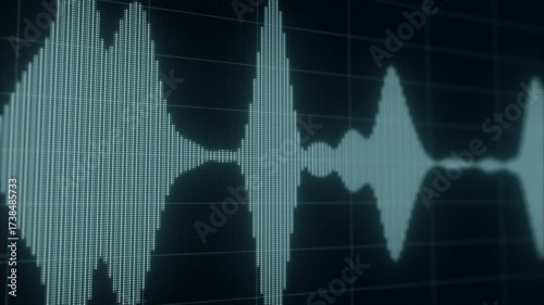 Digital Voice Recording Waveform: Surveillance, Wiretapping, and Eavesdropping Audio Analysis. Blue Sound Waves on Dark Grid for Audio Monitoring, Spying, Security, and Intelligence Operations