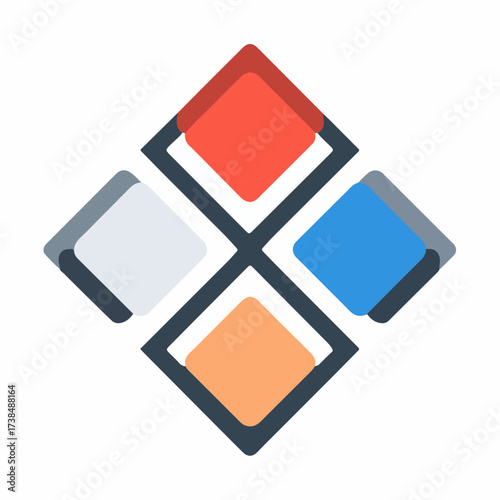 Geometric Pull Request Icon in Flat Design