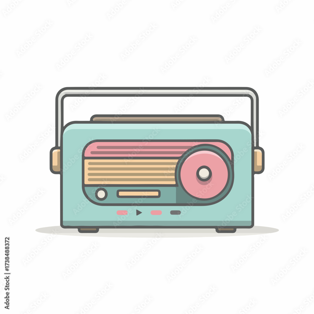 Fototapeta premium Sleek Radio Minimalist Pastel Icon Design