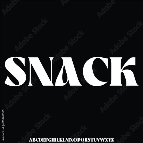 Unique bold decorative snack alphabet display font vector