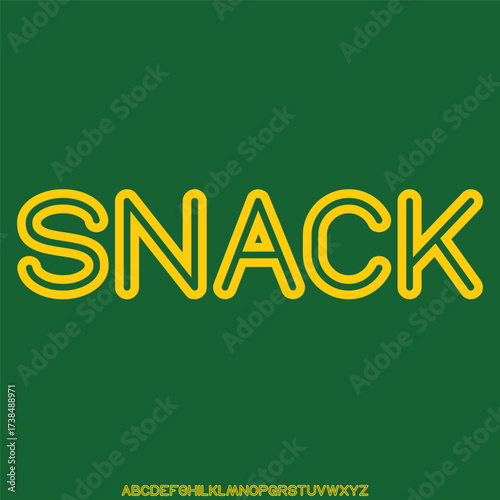 Unique bold decorative snack alphabet display font vector