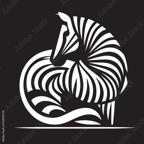 Horse abstract symbol on black background. Vector illustration for your design