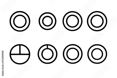 Plate Icon Set. Solid, filled icon set of plate types: dinner plate, salad plate, dessert plate, charger plate, soup plate, bread plate, compartment plate,