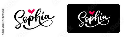 Sophia name hand lettering calligraphy.
