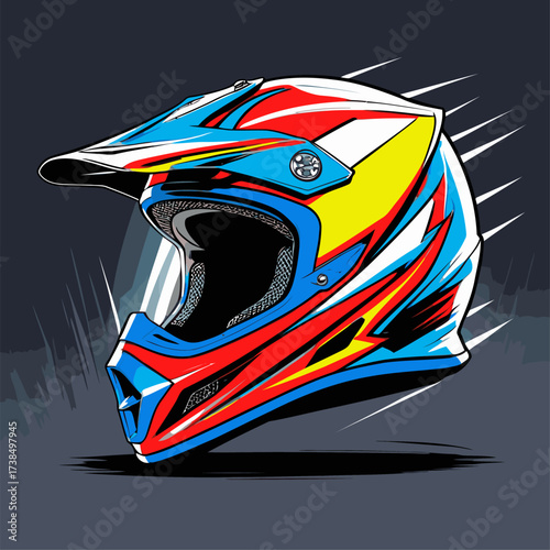 cool motocross helmet illustration