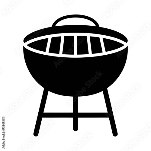 Illustration of a charcoal grill, perfect for outdoor cooking, barbecues, and summer gatherings with friends and family