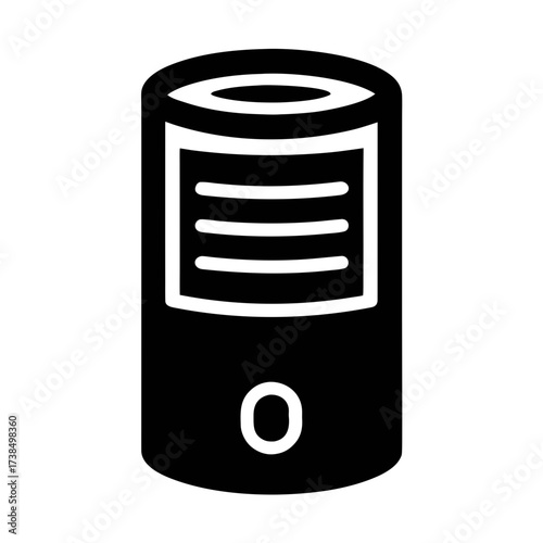 Illustration of a black canned food, perfect for illustrating food storage, emergency preparedness, or grocery shopping concepts
