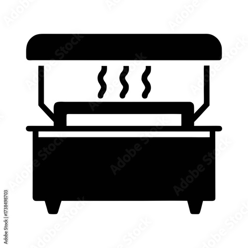 Illustration of a chafing dish, a food warming equipment for buffet service, keeping food warm for guests