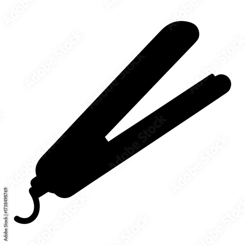 Vector art of hair straightener silhouette, a modern beauty tool for achieving sleek, straight hairstyles with ease and precision