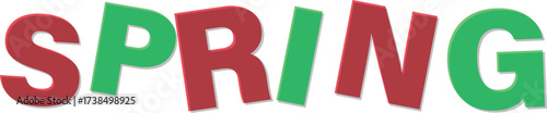 Red Green Spring Text With Shadow Effect Text Design lettering word