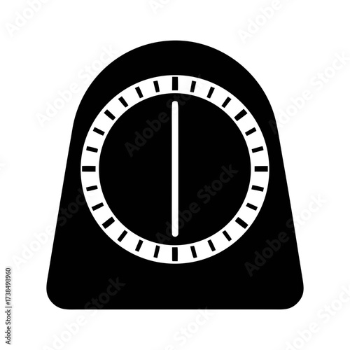 Vector art of black and white kitchen timer icon a device for measuring time with a dial and pointer for cooking