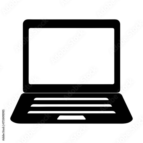 Vector art of laptop vector illustration black silhouette of notebook, portable computer, personal device for work and study