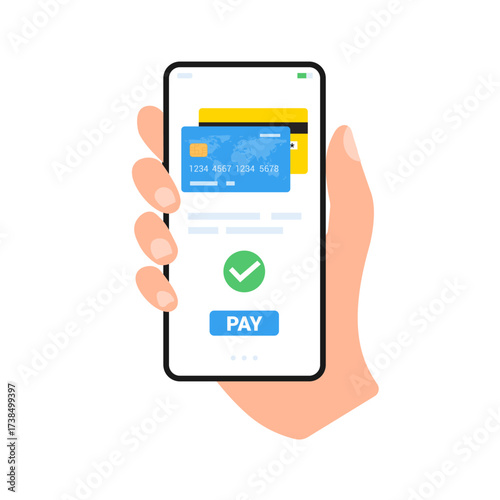 Mobile payment phone digital electronic card. Mobile payment icon smartphone card business currency modern money transaction.