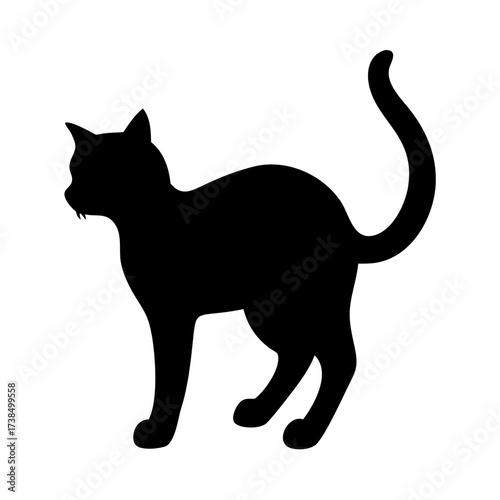 Vector art of silhouette of a black cat, a classic symbol of halloween, mystery, and feline grace, perfect for spooky designs