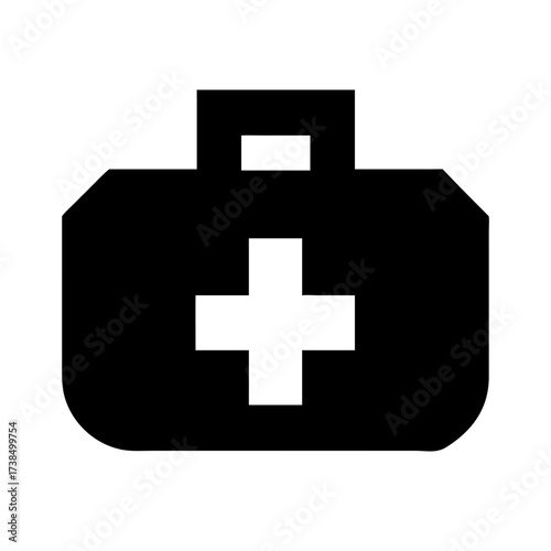 Vector art of medical kit icon simple vector illustration of a first aid kit with a cross, symbolizing healthcare and emergency assistance