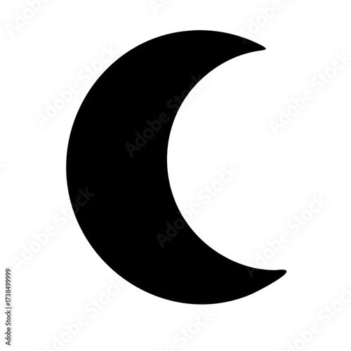 Vector art of crescent moon silhouette, a symbol of islam, representing the lunar calendar, spirituality, and the start of ramadan