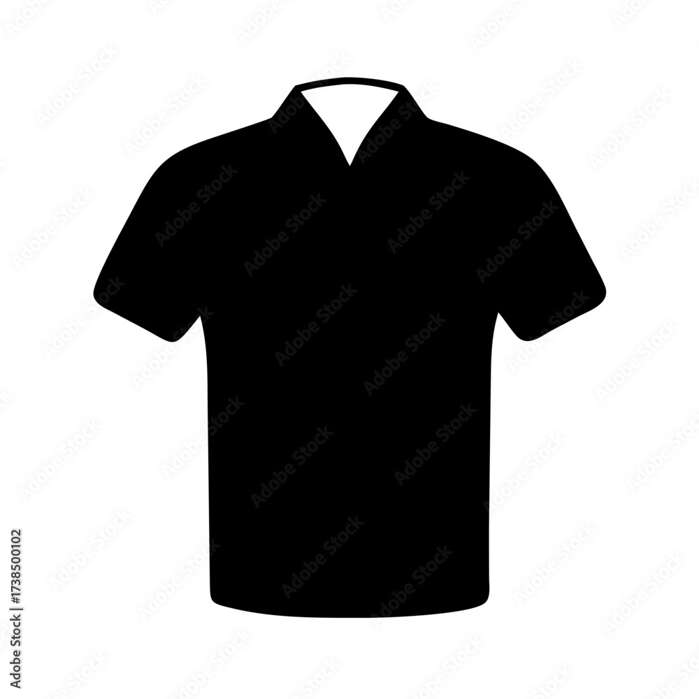 Naklejka premium Vector art of black silhouette of a polo shirt, perfect for fashion design, sportswear, or casual wear concepts and designs