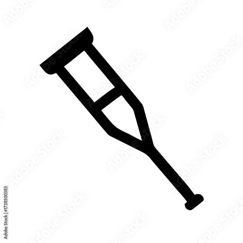 Vector art of single crutch, representing mobility assistance, injury recovery, and support for individuals with disabilities