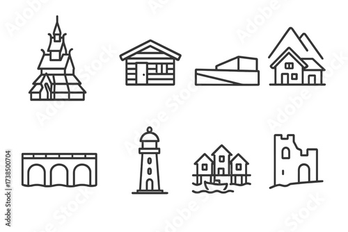 Norwegian Architecture Icons.