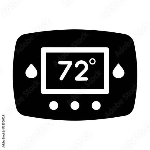 Illustration of a smart thermostat displaying 72 degrees, a modern device for controlling home temperature efficiently